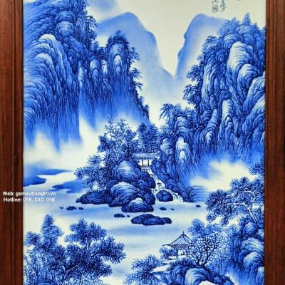 TRANH SỨ KHUNG GỖ GIANG SƠN LỘ TĨNH